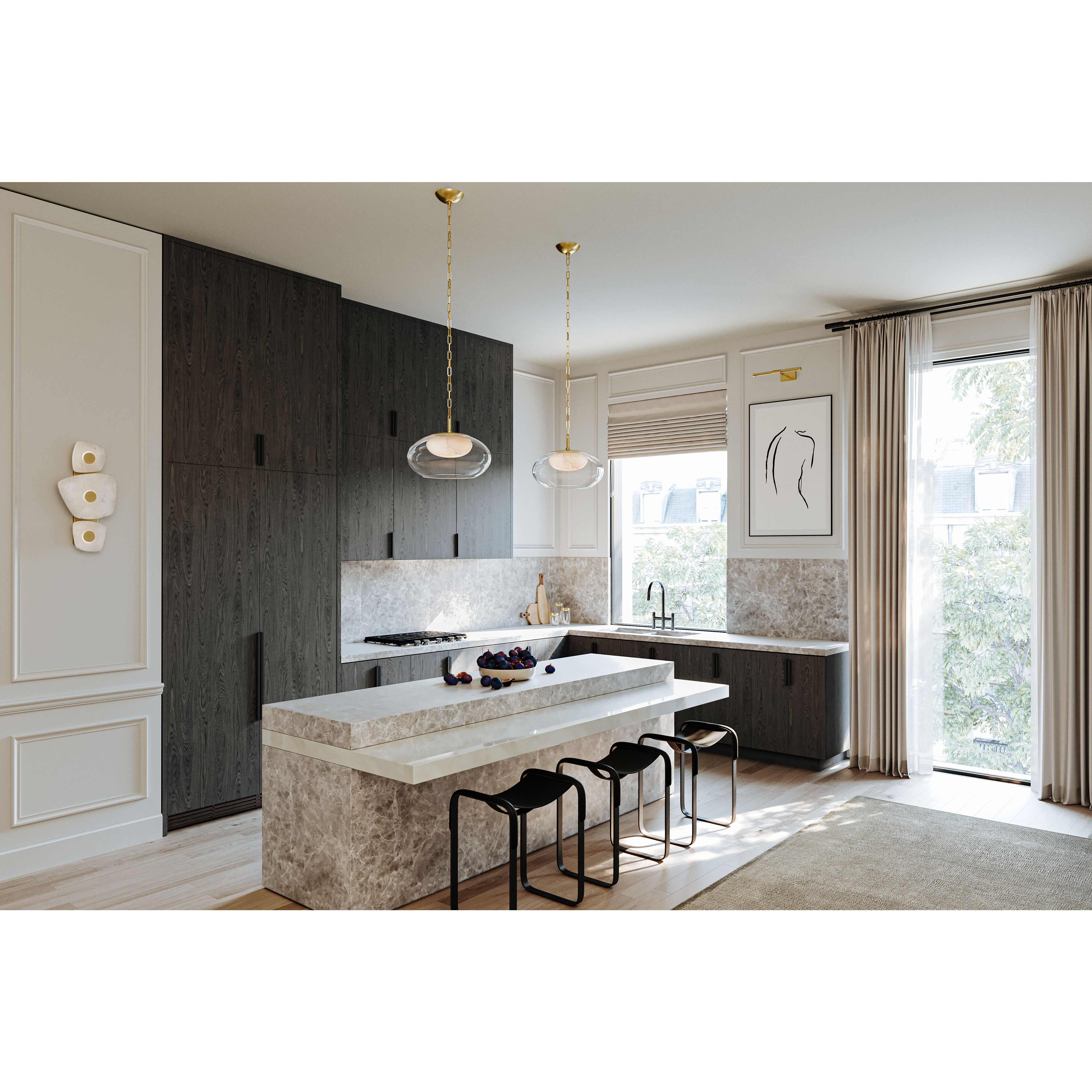 Moore LED 17 inch Aged Brass Pendant Ceiling Light